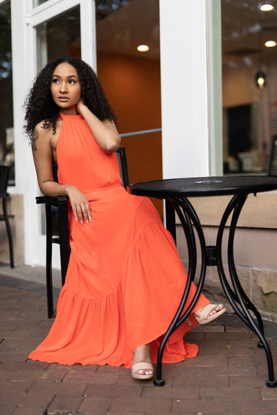 Sheer Perfection Maxi Dress (Orange)