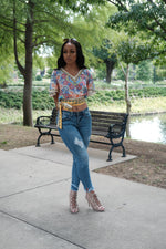 FLORAL PRINT TOP WITH BELL SLEEVES