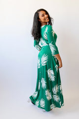 Linda Wrap Maxi Dress (Green)
