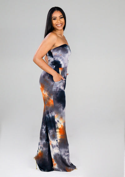 Juliana Jumpsuit (Blue/Carrot) FINAL SALE