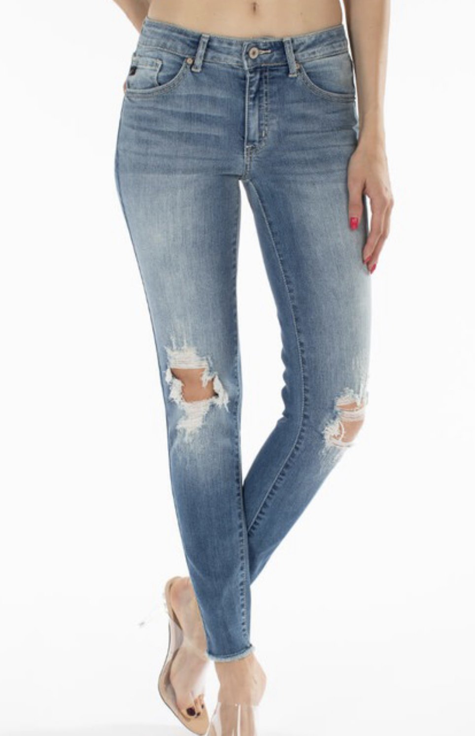 Zoe Mid-Rise Distressed Jeans – SKYE5 Boutique